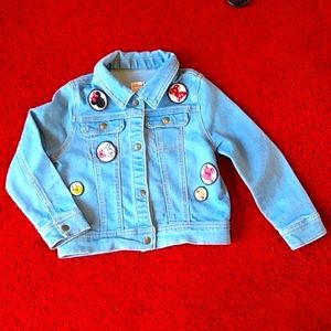 Disney Minnie Mouse Denim/Jean Jacket. Girls Size 4T. Blue with Minnie Patches